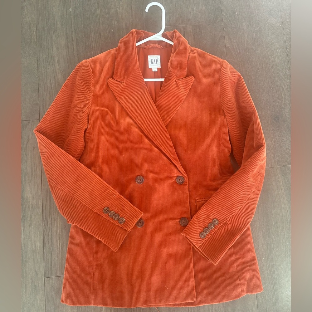 GAP Women's Vibrant Orange Corduroy Blazer